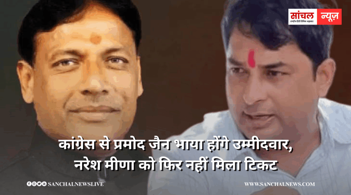 नरेश मीणा को फिर नहीं मिला टिकट, अंता विधानसभा सीट पर कांग्रेस से प्रमोद जैन भाया होंगे उम्मीदवार
