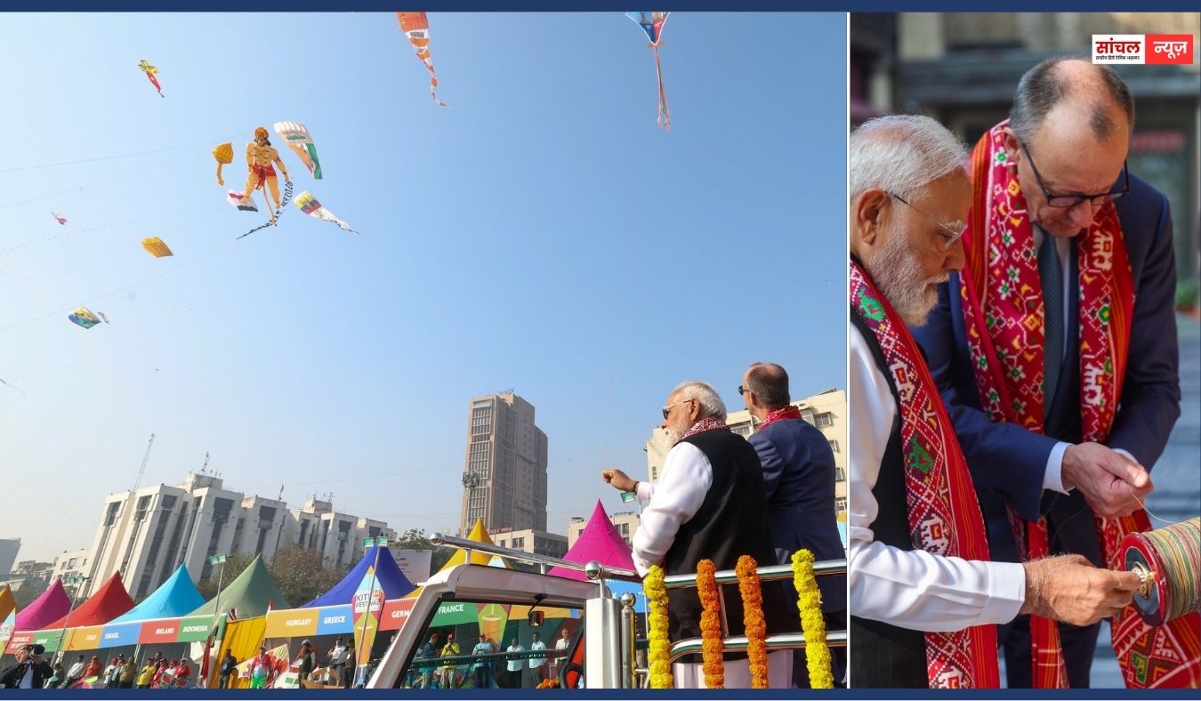 जर्मनी के चांसलर फ्रेडरिक मेर्ज़ का भारत दौरा, साबरमती आश्रम में राष्ट्रपिता महात्मा गांधी को पुष्पांजलि, दोनों ने उड़ाई हनुमान जी वाली पतंग