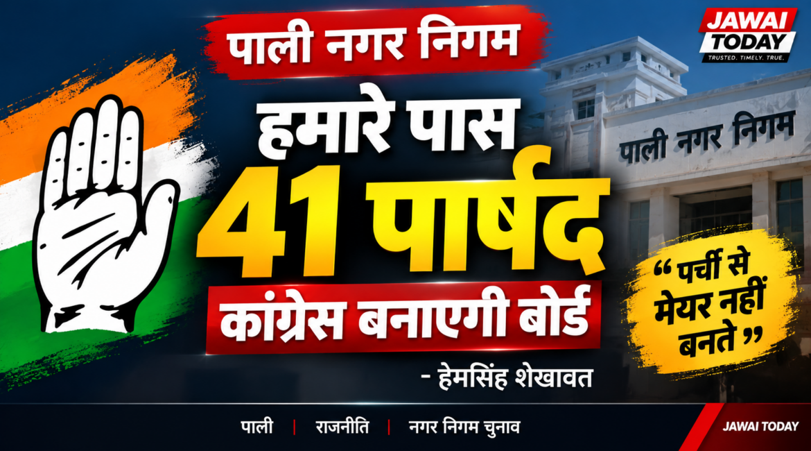 पाली में मेयर को लेकर कांग्रेस का दावा: हेमसिंह शेखावत बोले- “पर्ची से मेयर नहीं बनता, पार्षद तय करेंगे अपना नेता”
