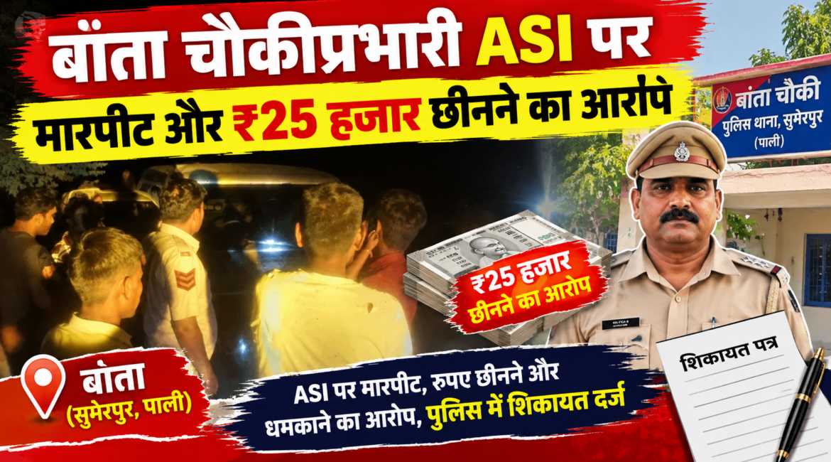 पाली में खाकी पर गंभीर दाग: बांता चौकीप्रभारी ASI पर मारपीट और ₹25 हजार छीनने का आरोप; ग्रामीणों के जुटने पर झाड़ियों में वर्दी-आई कार्ड फेंककर भागने की चर्चा, थानाप्रभारी बोले— ‘एएसआई गैरहाजिर, फोन भी बंद’