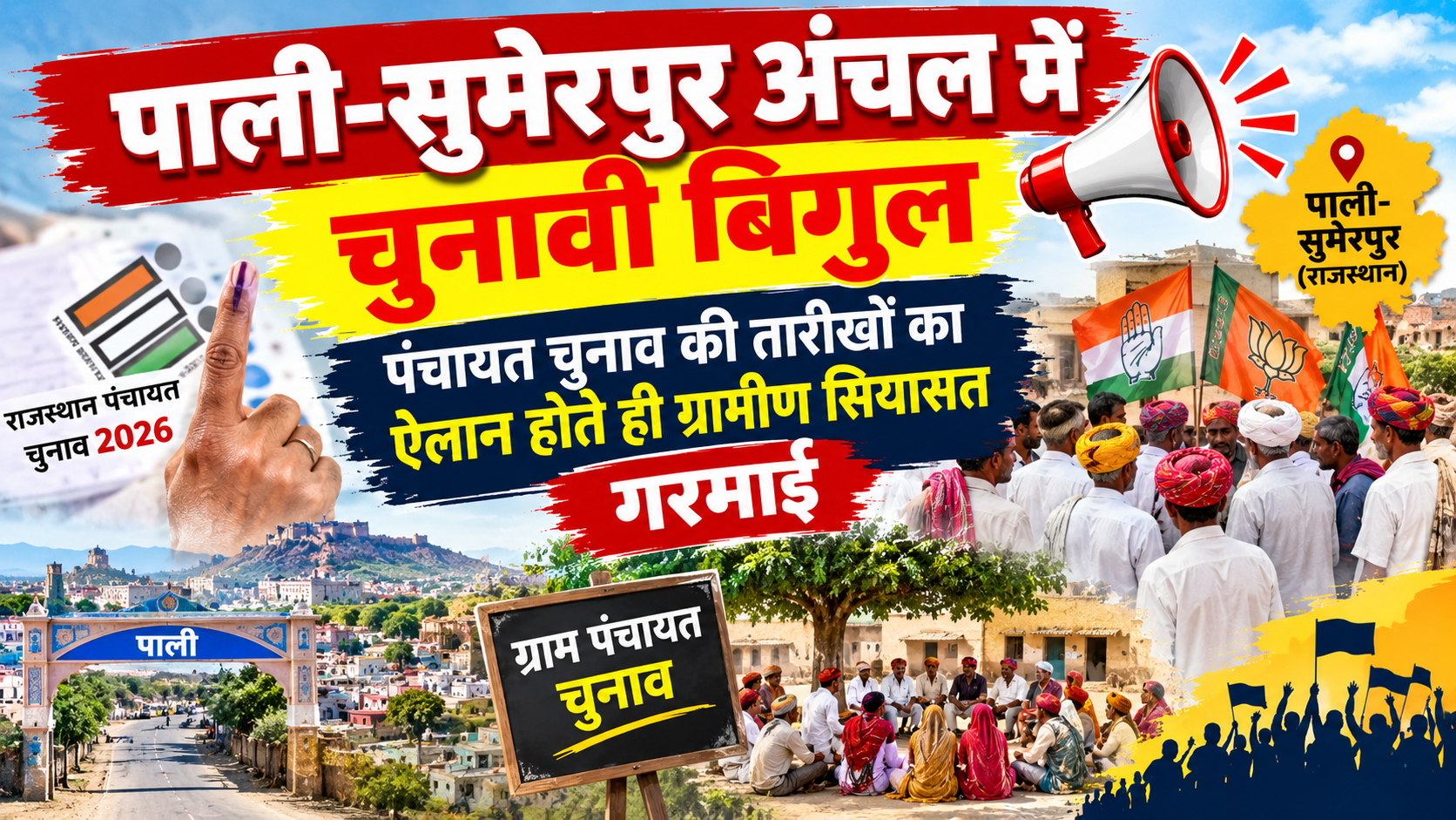 पाली-सुमेरपुर अंचल में चुनावी बिगुल: पंचायत चुनाव की तारीखों का ऐलान होते ही ग्रामीण सियासत गरमाई; 4 चरणों में होगा मतदान, गांवों में आचार संहिता लागू